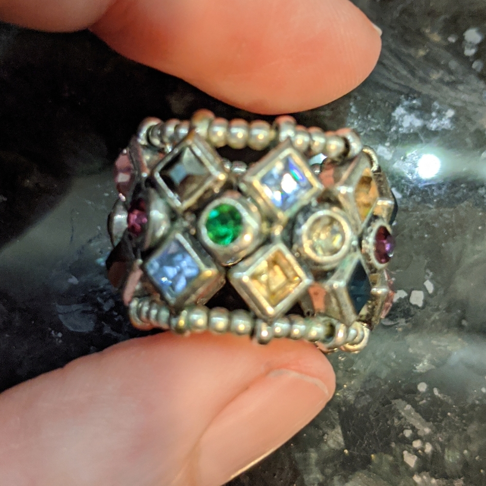 Stretch Multi-color Crystal Ring